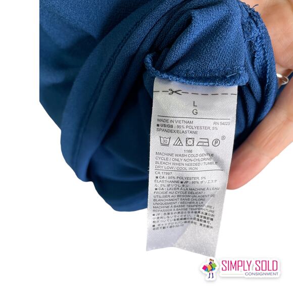 Banana Republic Women's Blouse Tank Top Sleeveless Blue Ruffled V-Neck Stretch L - Picture 8 of 9